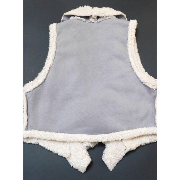 Woman's Vest Wet Seal Faux Shearling Short Gray Faux Suede Fabric  Sz. L - Picture 3 of 6